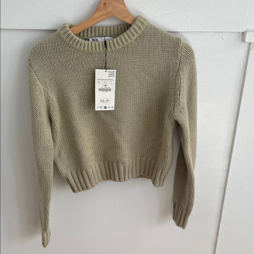 Zara Olive Crew Neck Sweater